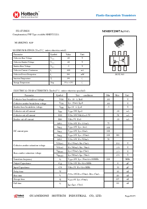 MMDT2907A Datasheet PDF GUANGDONG HOTTECH INDUSTRIAL CO.,LTD.