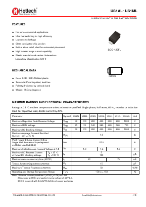 US1AL Datasheet PDF GUANGDONG HOTTECH INDUSTRIAL CO.,LTD.