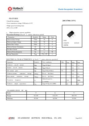 2SC1766 Datasheet PDF GUANGDONG HOTTECH INDUSTRIAL CO.,LTD.