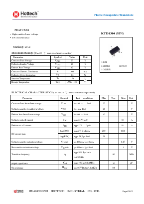 KTD1304 Datasheet PDF GUANGDONG HOTTECH INDUSTRIAL CO.,LTD.
