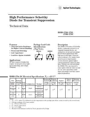 HSMS-2702-TR1G Datasheet PDF HP => Agilent Technologies