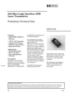 XMT5170-622 Datasheet PDF HP => Agilent Technologies