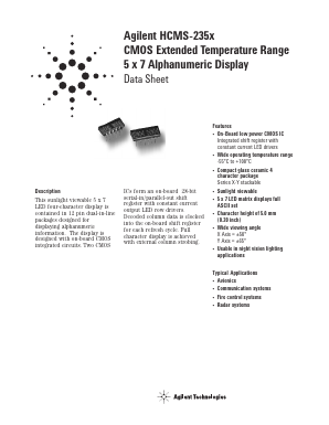 HCMS-235X Datasheet PDF HP => Agilent Technologies