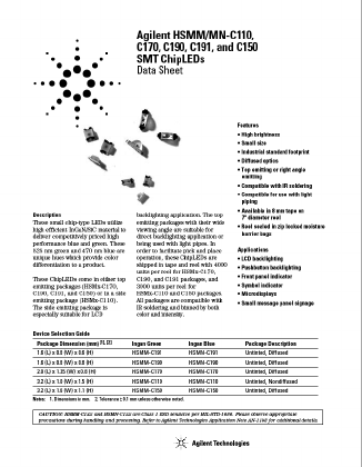 HSMN-C170 Datasheet PDF HP => Agilent Technologies