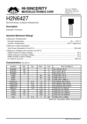 H2N6427 Datasheet PDF Hi-Sincerity Mocroelectronics