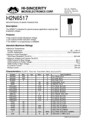 H2N6517 Datasheet PDF Hi-Sincerity Mocroelectronics