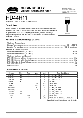 HD44H11 Datasheet PDF Hi-Sincerity Mocroelectronics