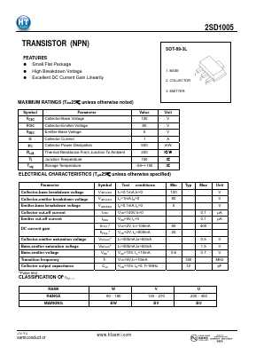 2SD1005 Datasheet PDF Shenzhen Jin Yu Semiconductor Co., Ltd. 