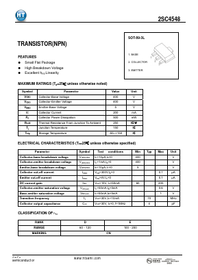 2SC4548 Datasheet PDF Shenzhen Jin Yu Semiconductor Co., Ltd. 