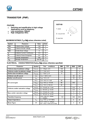 CXT5401 Datasheet PDF Shenzhen Jin Yu Semiconductor Co., Ltd. 