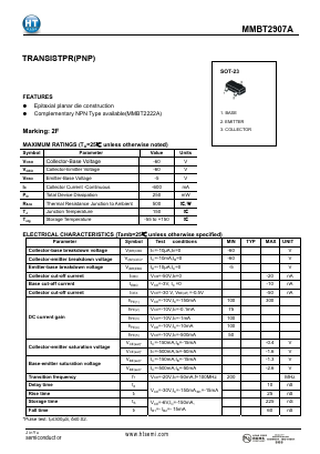 MMBT2907A Datasheet PDF Shenzhen Jin Yu Semiconductor Co., Ltd. 