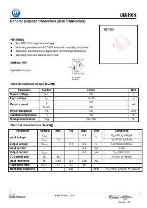 UMH10N Datasheet PDF Shenzhen Jin Yu Semiconductor Co., Ltd. 