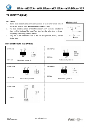 DTA114YUA Datasheet PDF Shenzhen Jin Yu Semiconductor Co., Ltd. 