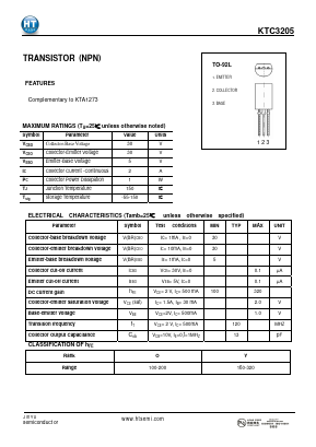 KTC3205 Datasheet PDF Shenzhen Jin Yu Semiconductor Co., Ltd. 