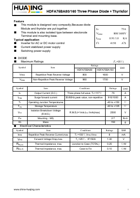 HDFA75BA80 Datasheet PDF ZHEJIANG HUAJING RECTIFIER CO.,LTD.