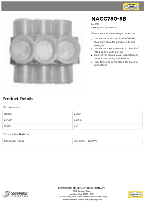 NACC750-5B Datasheet PDF Hubbell Incorporated.