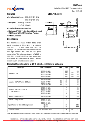 HWS486 Datasheet PDF Hexawave, Inc