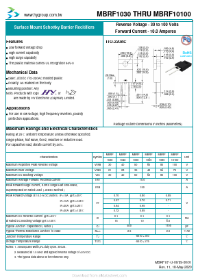 MBRF1080 Datasheet PDF HY ELECTRONIC CORP.