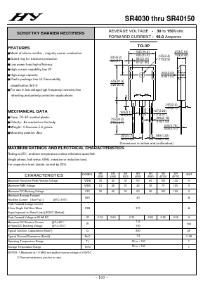 SR40150 Datasheet PDF HY ELECTRONIC CORP.