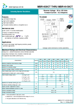 MBR16150CT Datasheet PDF HY ELECTRONIC CORP.