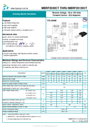 MBRF2080CT Datasheet PDF HY ELECTRONIC CORP.