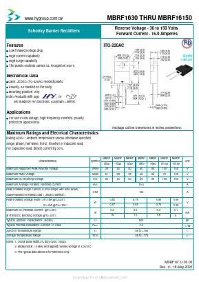 MBRF1680 Datasheet PDF HY ELECTRONIC CORP.