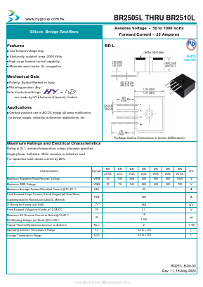 BR2510L Datasheet PDF HY ELECTRONIC CORP.