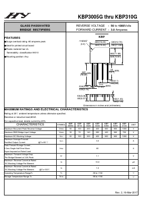 KBP3005G Datasheet PDF HY ELECTRONIC CORP.