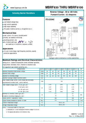 MBRF830 Datasheet PDF HY ELECTRONIC CORP.
