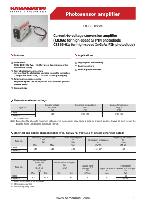 C8366 Datasheet PDF Hamamatsu Photonics