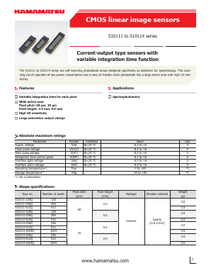S10114 Datasheet PDF Hamamatsu Photonics