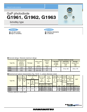 G1961 Datasheet PDF Hamamatsu Photonics