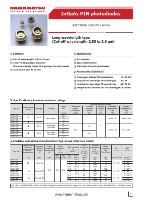 G5853 Datasheet PDF Hamamatsu Photonics