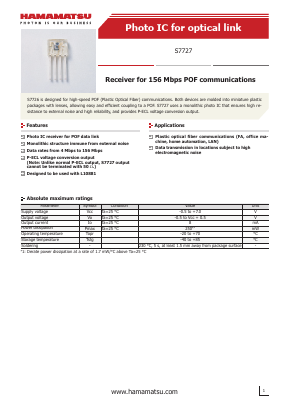 S7727 Datasheet PDF Hamamatsu Photonics