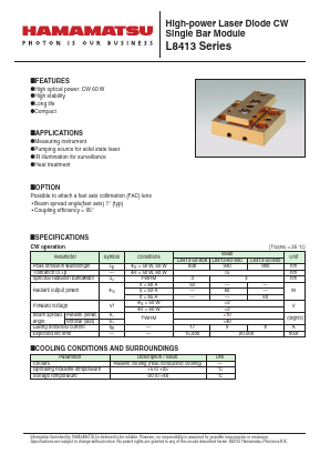 L8413-50-980 Datasheet PDF Hamamatsu Photonics