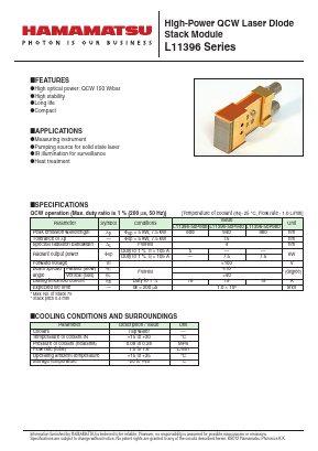 L11396 Datasheet PDF Hamamatsu Photonics