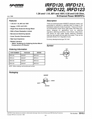 IRFD122 Datasheet PDF Harris Semiconductor