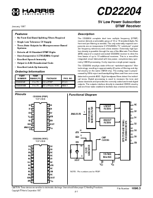 CD22204E Datasheet PDF Harris Semiconductor