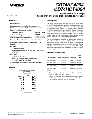74HC4094 Datasheet PDF Harris Semiconductor