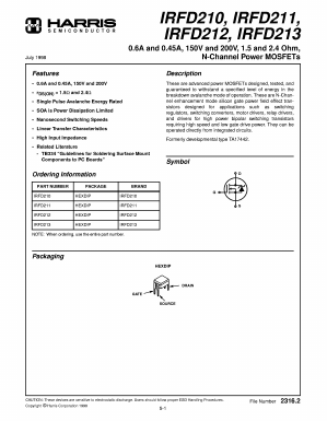 IRFD213 Datasheet PDF Harris Semiconductor