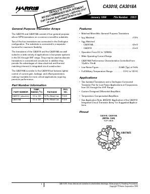 CA3018A Datasheet PDF Harris Semiconductor