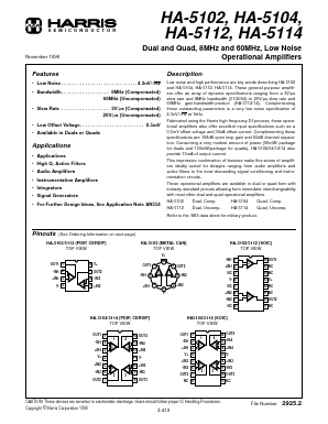 HA-5102-5 Datasheet PDF Harris Semiconductor