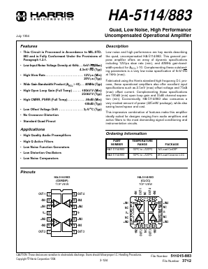 HA-5114/883 Datasheet PDF Harris Semiconductor