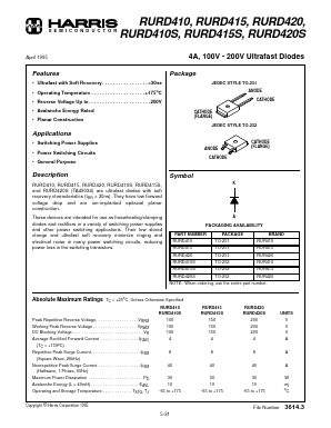 RUR415 Datasheet PDF Harris Semiconductor