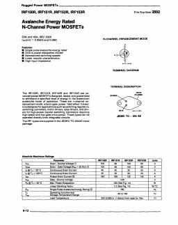 IRF152R Datasheet PDF Harris Semiconductor