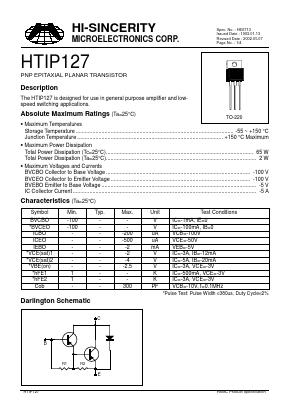 HTIP127 Datasheet PDF Hi-Sincerity Microelectronics