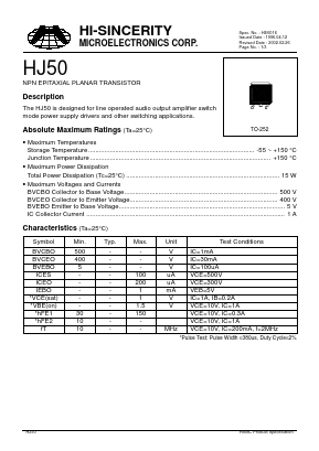 HJ50 Datasheet PDF Hi-Sincerity Microelectronics