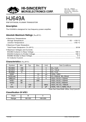 HJ649A Datasheet PDF Hi-Sincerity Microelectronics