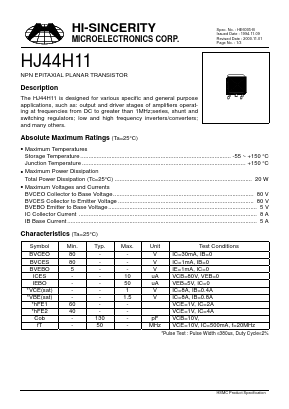 HJ44H11 Datasheet PDF Hi-Sincerity Microelectronics