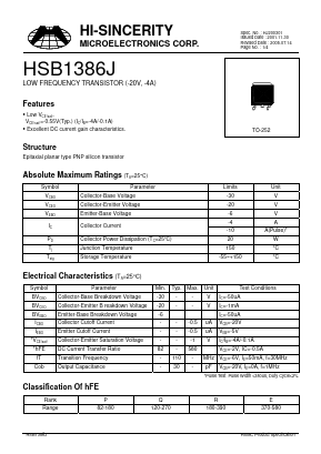 HSB1386J Datasheet PDF Hi-Sincerity Microelectronics